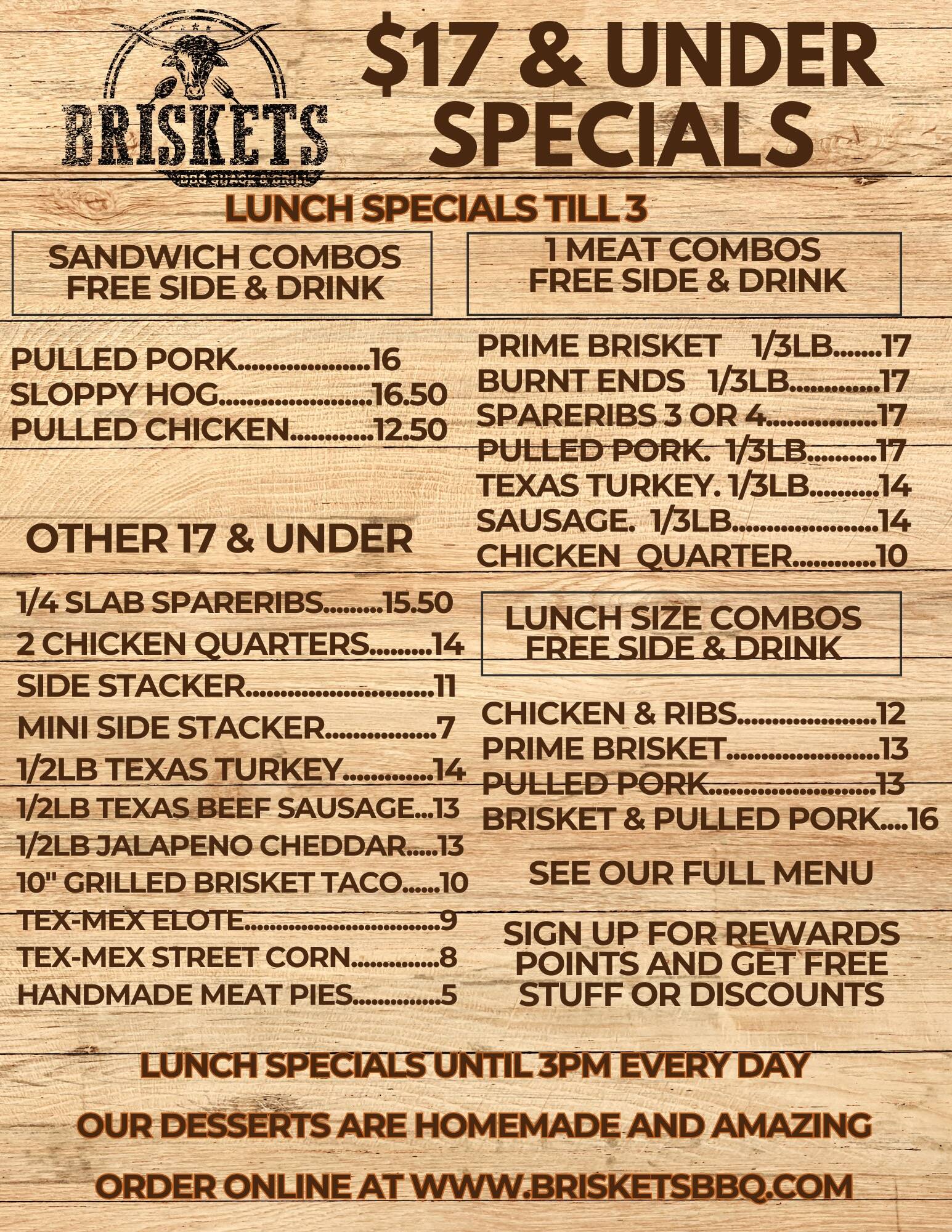 Menu Briskets Bbq Shack Grill